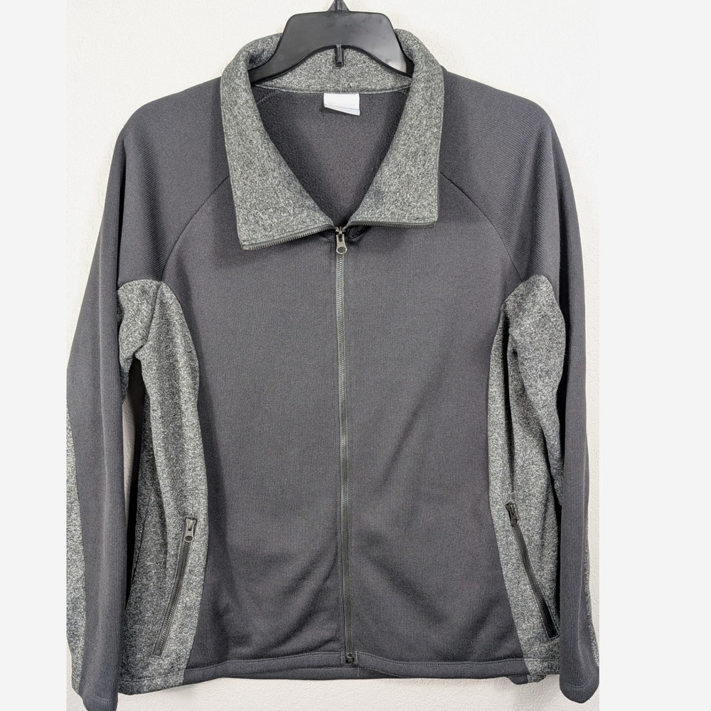 Columbia Women's 1X Gray Black Fleece Full Zip Jacket Pockets Running 1684022